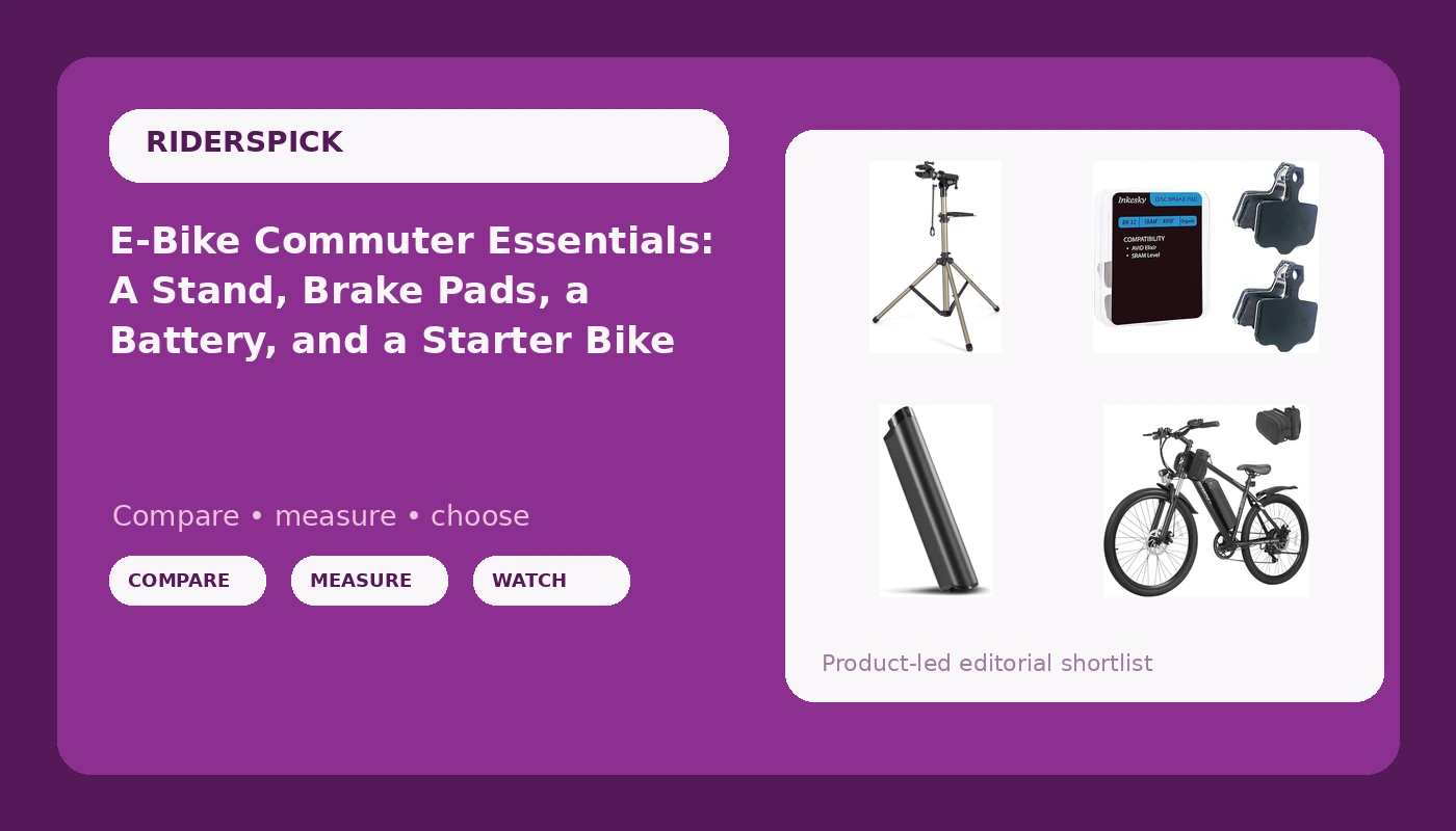 E-Bike Commuter Essentials: A Stand, Brake Pads, a Battery, and a Starter Bike