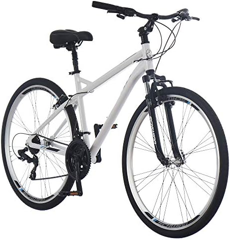 Schwinn Network 3.5 Hybrid Bike, Mens and Womens Bike, 21-Speed Hybrid Bicycle, Aluminum Frame, Suspension Seat, Alloy Linear Pull Brakes, Adult Bicycle