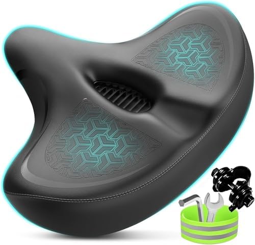 Bicycle Seat, Bike Seat for Women Men Extra Comfort Wide, Oversized Comfortable Seats Saddle for Peloton Bikes, Fit for Exercise Bikes, Electric Bikes, Mountain Bikes, Cruiser Bikes