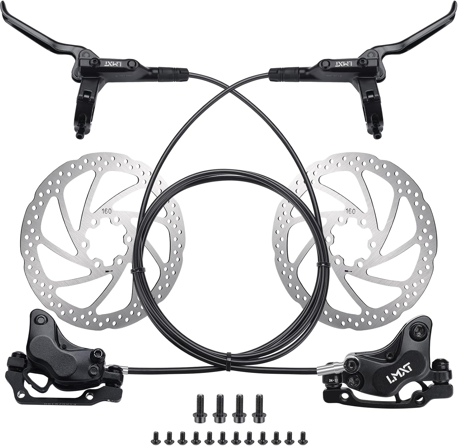 TOBWOLF MTB Hydraulic Disc Brake Set, Four-Piston Bike Brake Upgrade Kit