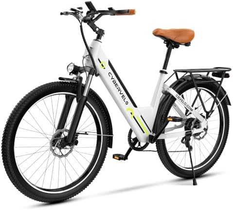 Cybervelo 750W Peak Electric Bike for Adults,up 80 Miles Removable Battery Ebike, 26" Electric E Bike with 7-Speed,Adult Electric Bicycles for Commute Beach Snow Womens/Man All Terrain