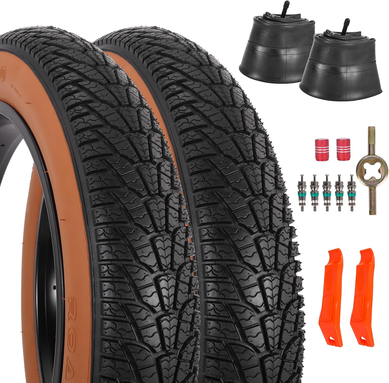 2-Pack 20x4.0 Fat Bike Tire, 20 Inch Mountain Bike Tires & Tubes Set, Black