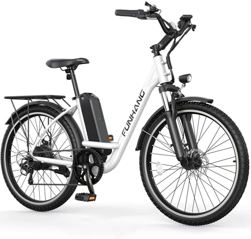 Funhang Electric Bike for Adults, 26-inch City Cruiser Ebike with 1000W Peak Motor, 20MPH 50 Miles Commuter Adult Electric Bicycles with 48V Battery, Adjustable Stem, 7-Speed, UL 2849 Certified