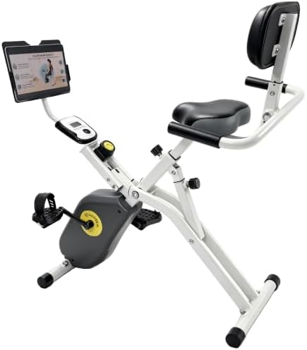 CUDOEEAI Foldable Magnetic Recumbent Stationary Exercise Bike | Quiet,Tablet Holder, 300 LB Capacity, Adjustable Seat & Backrest for Seniors & Adults Home Workout : Sports & O