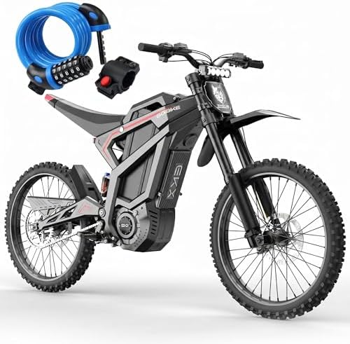 M1 Mid-Drive Electric Bike for Adults 16800W Peak Motor 62MPH & 93 Miles 72V 50Ah Large Battery Electric Dirt Bike with LCD Display Dual Suspension & Brakes 19" Off-Road Tires Ebike