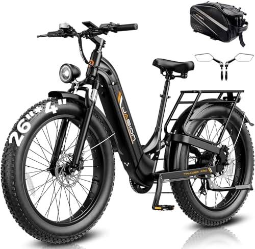 Jasion Thunder/PRO/ST Electric Bike,2000W/1800W Peak Ebikes for Adults,26''Fat Tire Best Ebike for Men,90/80 Miles with 1040Wh/864Wh Battery,35/30+MPH Max Speed Bicycles,500/400LB Capacity,Patent